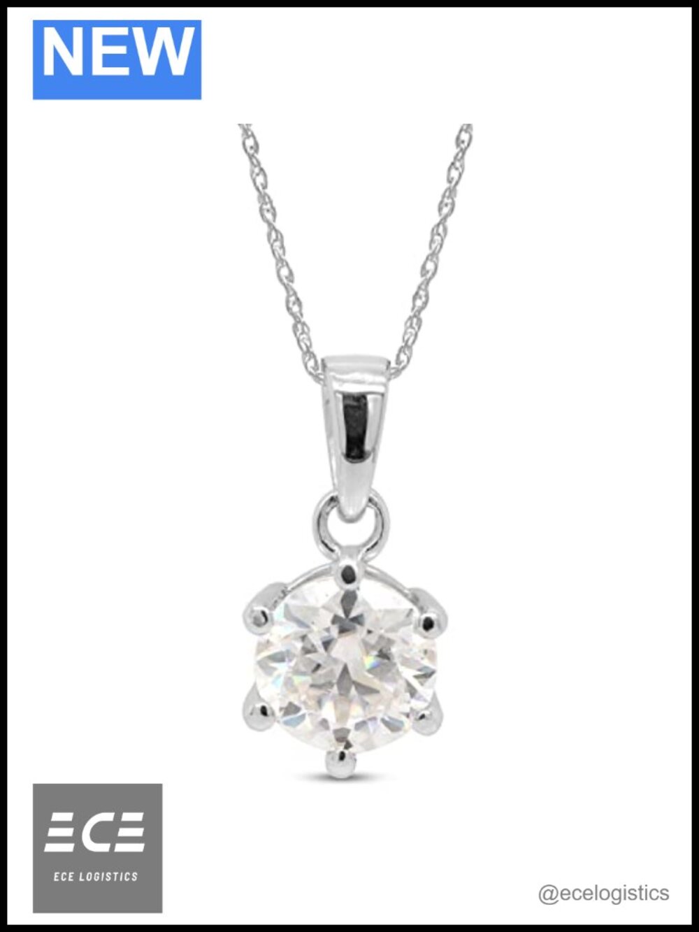 14K White Gold Over Sterling Silver 1.00 CT Moissanite Solitaire Pendant